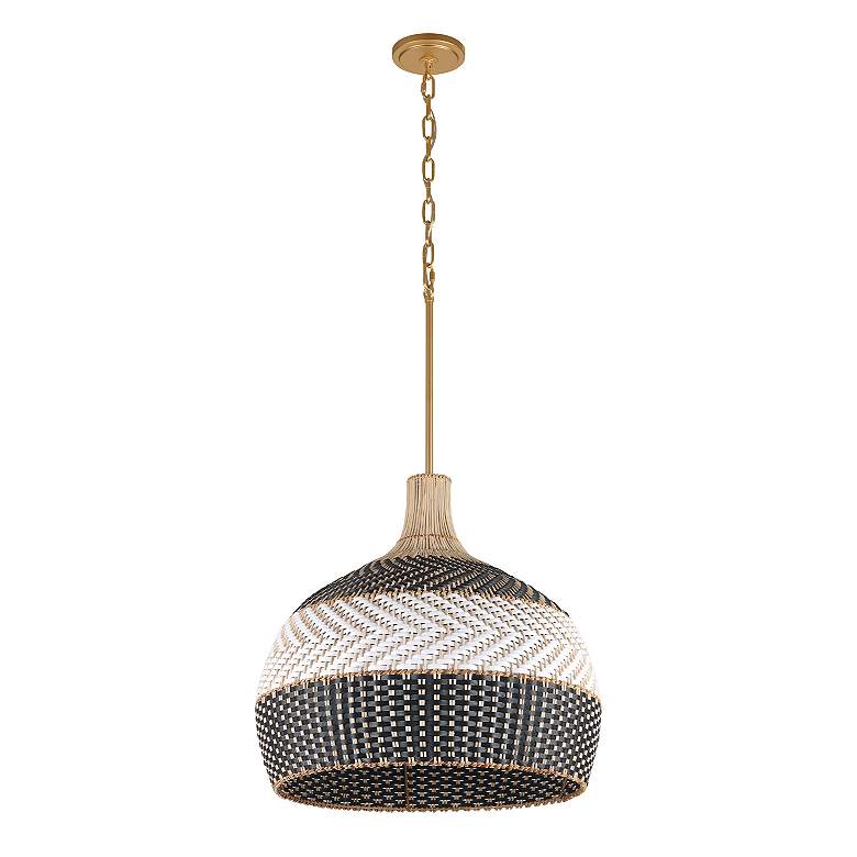 Image 3 Crystorama Zanzibar 21" Wide 5-Light Black and Natural Rattan Pendant more views