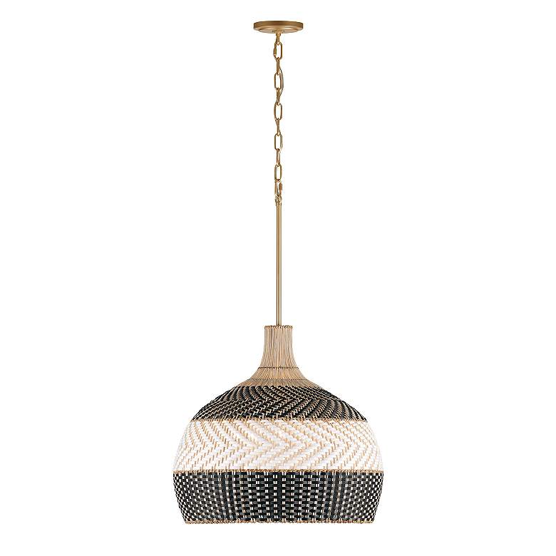 Image 4 Crystorama Zanzibar 21" Wide 5-Light Black and Natural Rattan Pendant more views