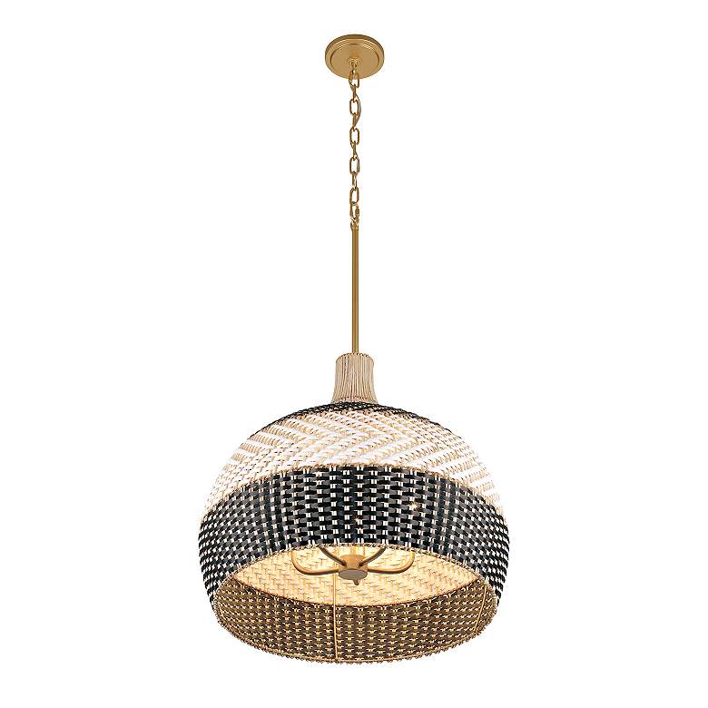 Image 5 Crystorama Zanzibar 21" Wide 5-Light Black and Natural Rattan Pendant more views