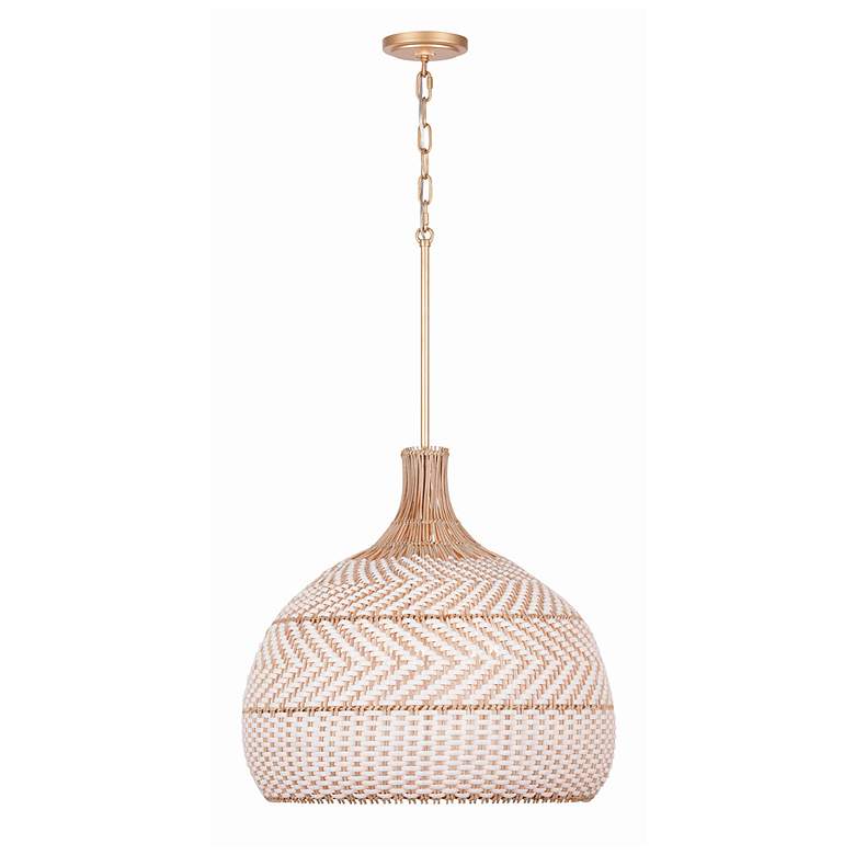 Image 1 Crystorama Zanzibar 21"W Soft Gold and Rattan Pendant Light