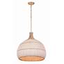 2_Crystorama Zanzibar 21"W Soft Gold and Rattan Pendant Light more views