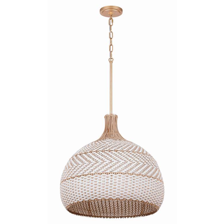 Image 3 Crystorama Zanzibar 21"W Soft Gold and Rattan Pendant Light more views