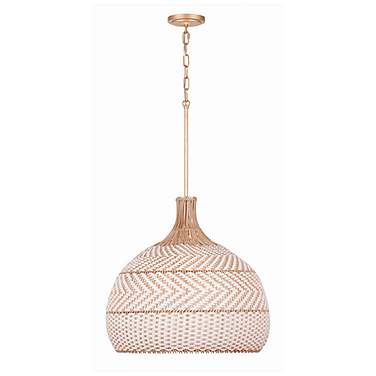 Crystorama Zanzibar 21"W Soft Gold and Rattan Pendant Light