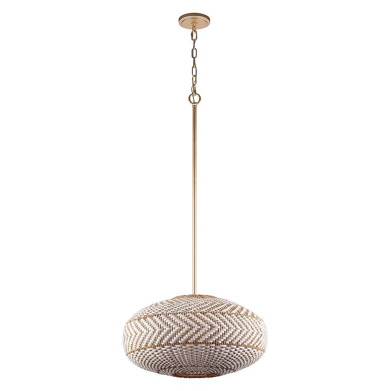 Image 3 Crystorama Zanzibar 22" Wide 4-Light Soft Gold Rattan Orb Pendant more views