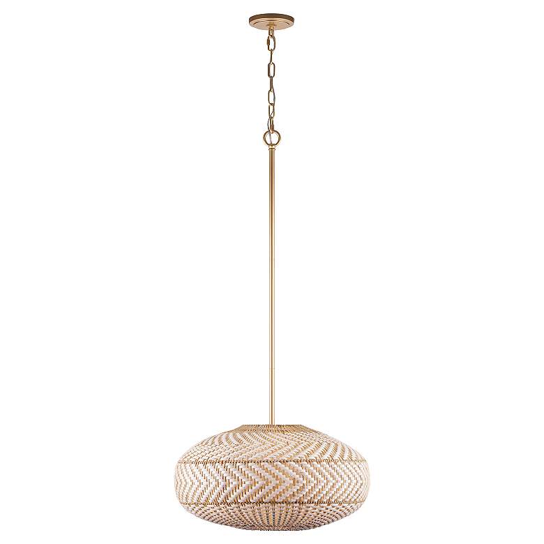 Image 4 Crystorama Zanzibar 22" Wide 4-Light Soft Gold Rattan Orb Pendant more views