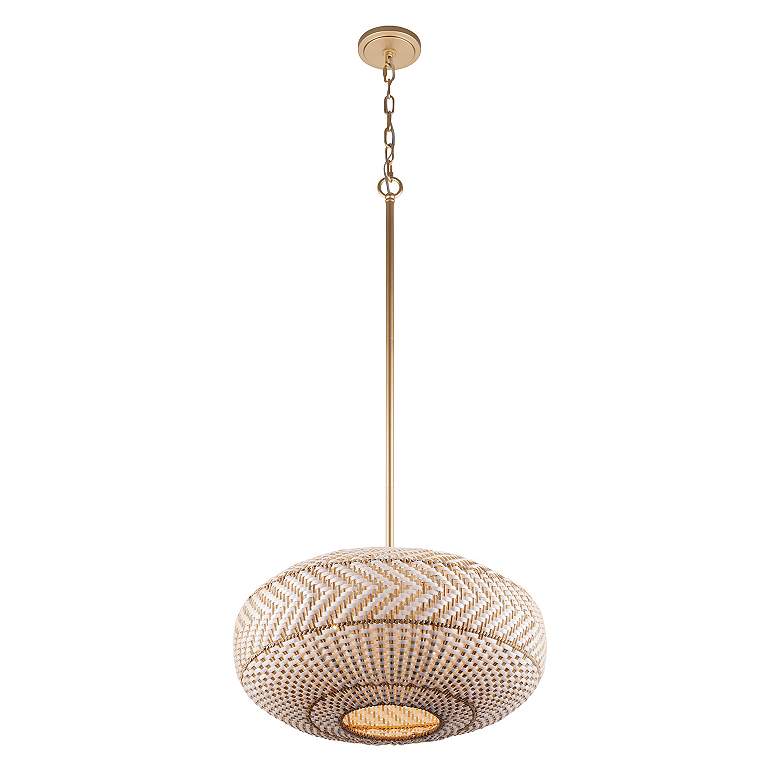 Image 5 Crystorama Zanzibar 22" Wide 4-Light Soft Gold Rattan Orb Pendant more views