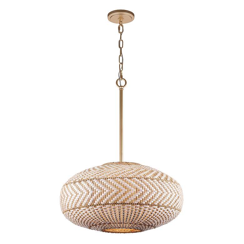 Image 6 Crystorama Zanzibar 22" Wide 4-Light Soft Gold Rattan Orb Pendant more views