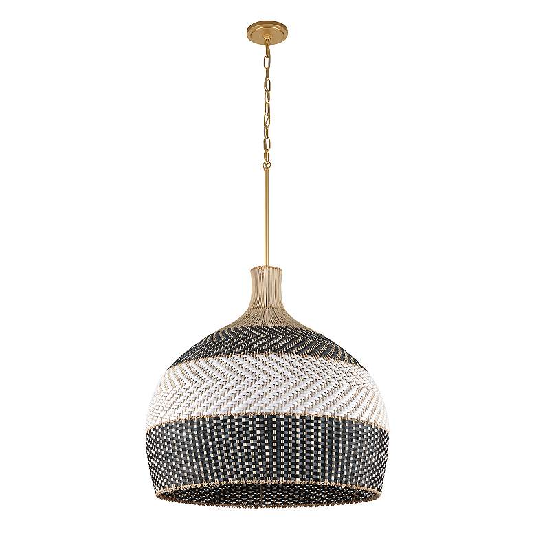 Image 3 Crystorama Zanzibar 26" Wide 6-Light Black and Natural Rattan Pendant more views
