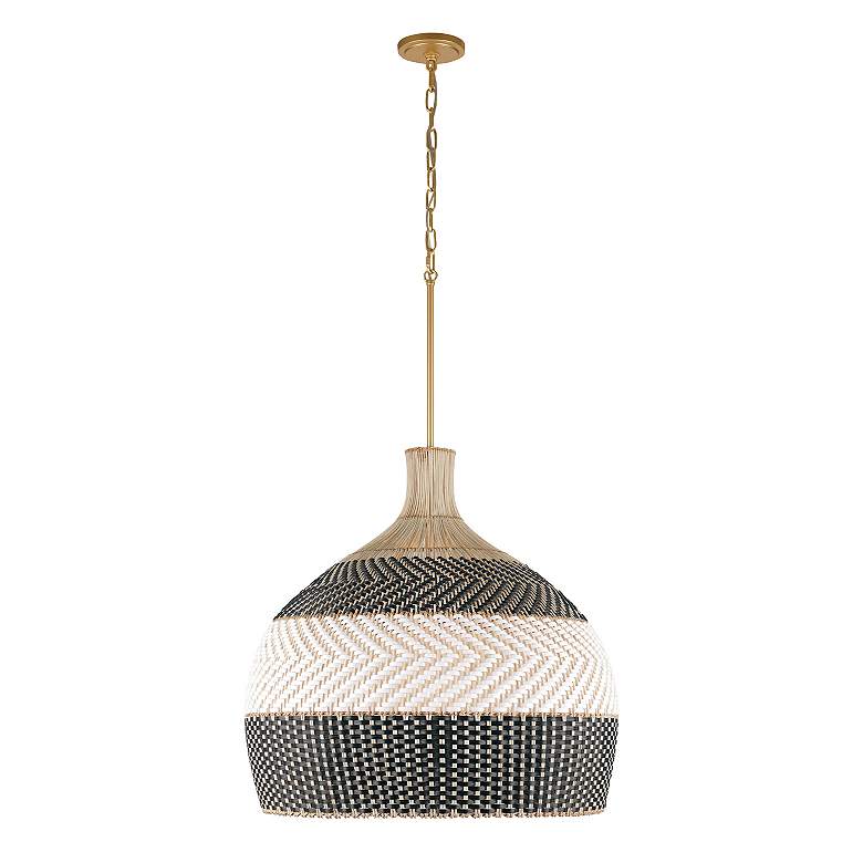Image 4 Crystorama Zanzibar 26" Wide 6-Light Black and Natural Rattan Pendant more views