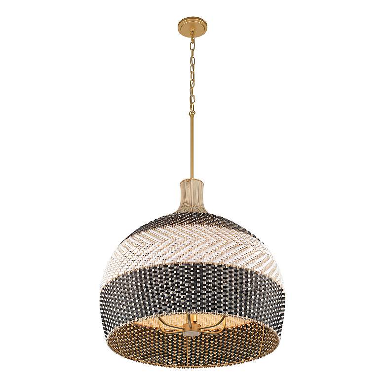 Image 5 Crystorama Zanzibar 26" Wide 6-Light Black and Natural Rattan Pendant more views