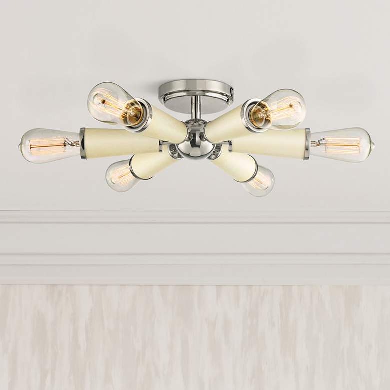 Image 1 Crystorama Zodiac 14"W 6-Light Polished Nickel Ceiling Light