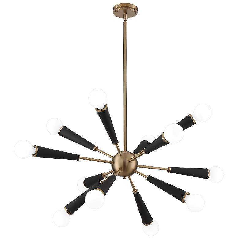 Image 2 Crystorama Zodiac 34" Aged Brass 12-Light Modern Sputnik Chandelier