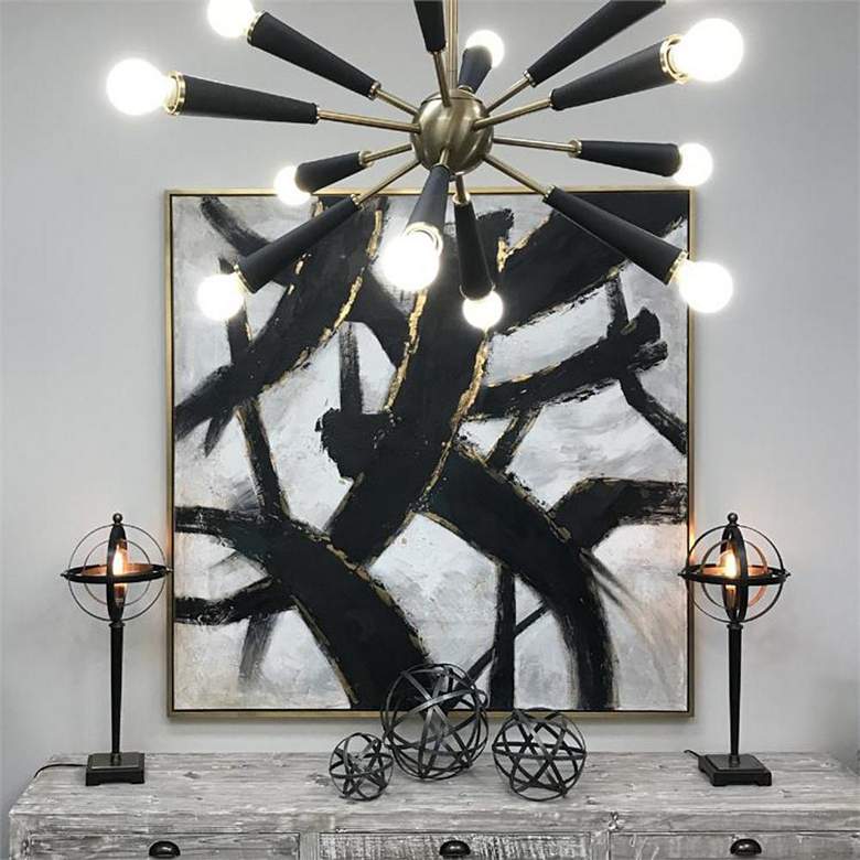 Image 6 Crystorama Zodiac 34" Aged Brass 12-Light Modern Sputnik Chandelier more views