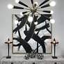 6_Crystorama Zodiac 34" Aged Brass 12-Light Modern Sputnik Chandelier more views