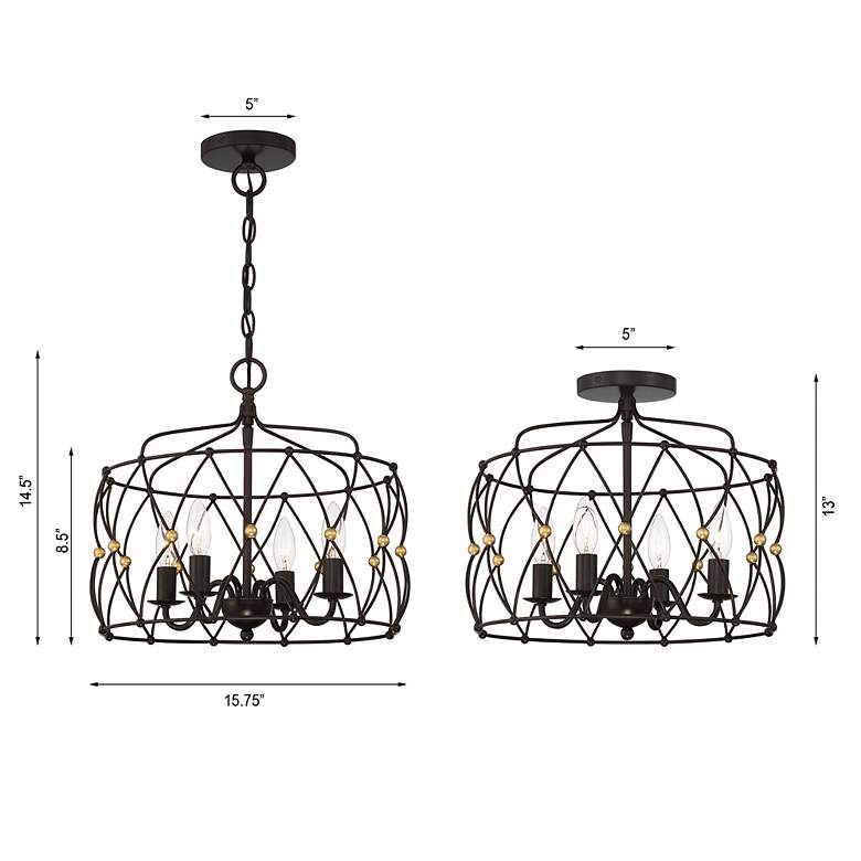Image 4 Crystorama Zucca 16 1/2" Wide English Bronze Ceiling Light more views