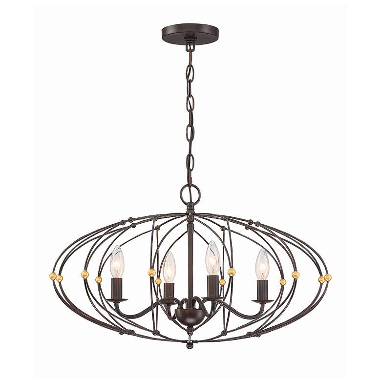 Image 3 Crystorama Zucca 24 1/2"W English Bronze 4-Light Chandelier