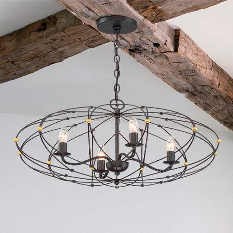 Image 2 Crystorama Zucca 24 1/2"W English Bronze 4-Light Chandelier