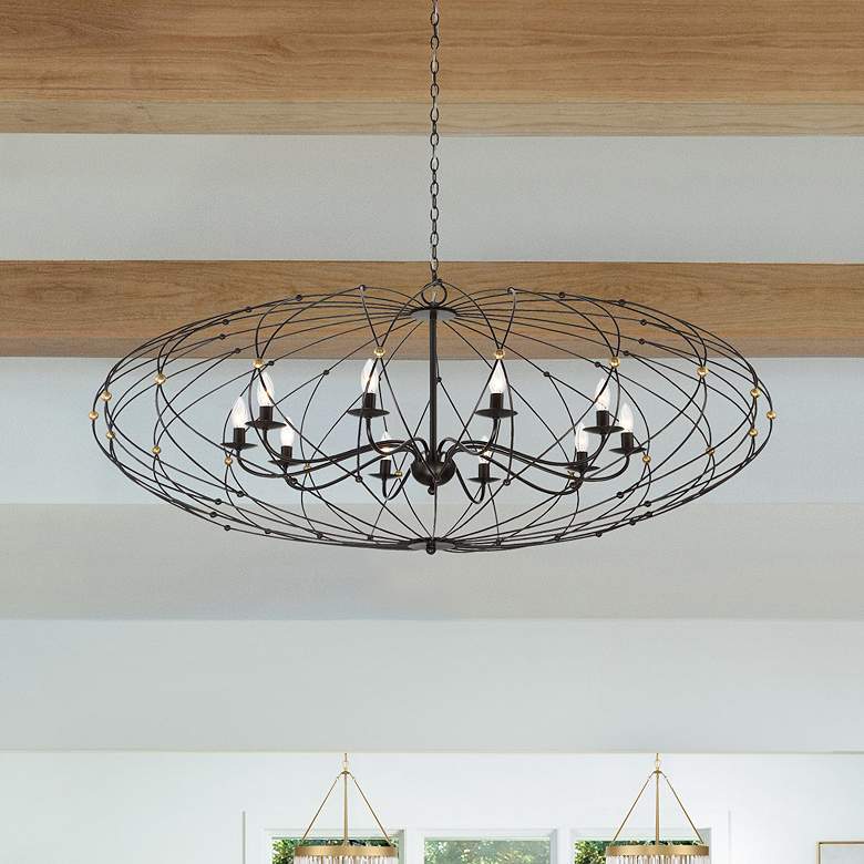 Image 2 Crystorama Zucca 38 1/4"W English Bronze 6-Light Chandelier