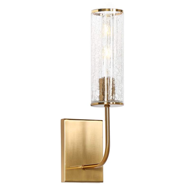 Image 1 Crysty 4.3" Wide Gold 1-Light Cylinder Glass Wall Sconce