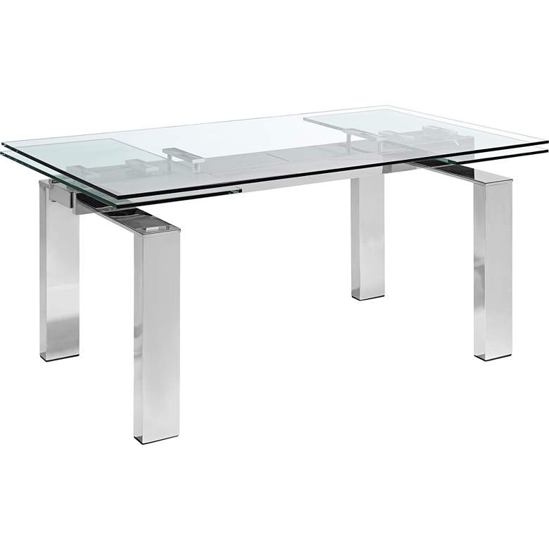 Image 1 Cuatro Stainless Steel and Glass Extendable Dining Table