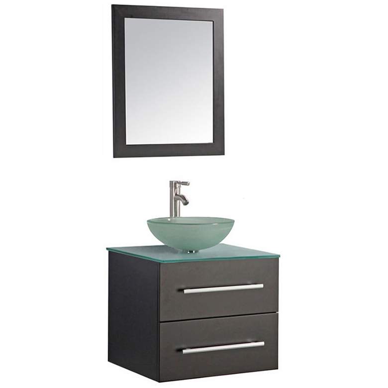 Image 1 Cuba 24 inch Espresso Wall-Mount 1-Sink Vanity and Mirror Set