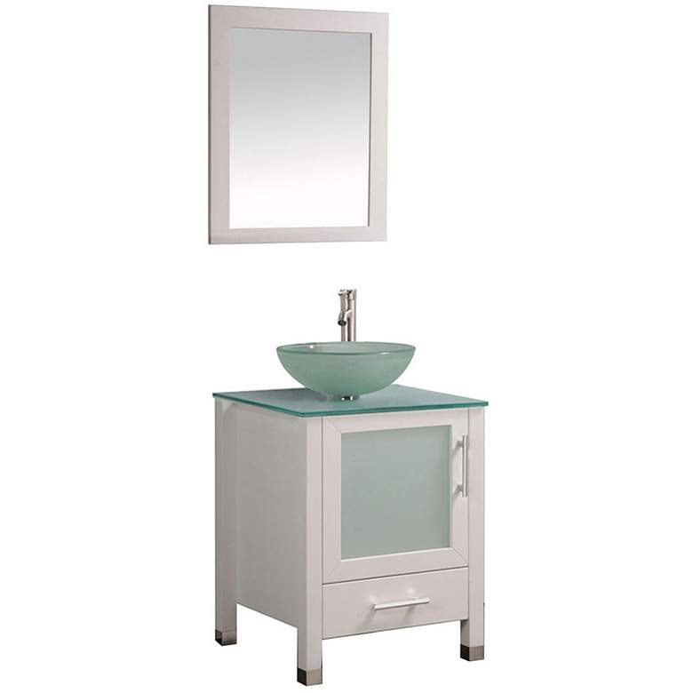 Image 1 Cuba 24 inch White Single-Sink Bathroom Vanity and Mirror Set