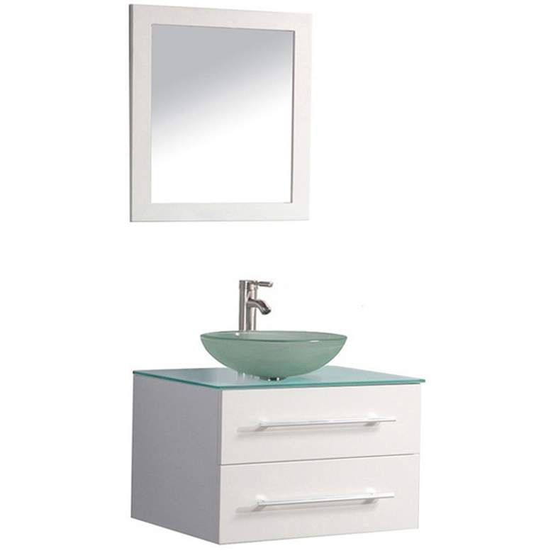 Image 1 Cuba 36" White Wall-Mount 1-Sink Vanity and Mirror Set