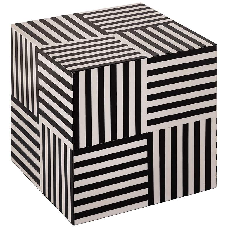 Image 2 Cube 15 inch Wide White and Black Geometric Side Table