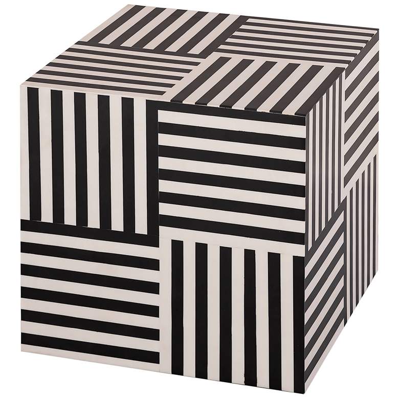 Image 5 Cube 15 inch Wide White and Black Geometric Side Table more views