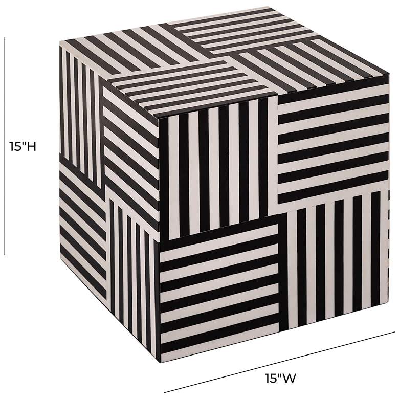 Image 6 Cube 15 inch Wide White and Black Geometric Side Table more views
