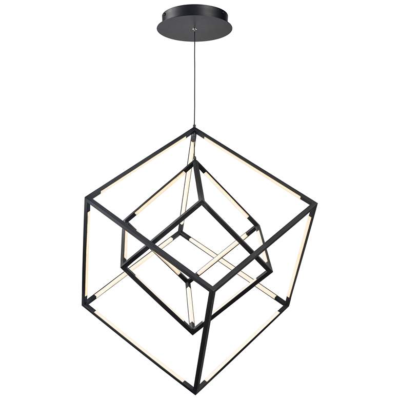 Image 1 Cube Squared 17.75" Wide LED Pendant - Matte Black