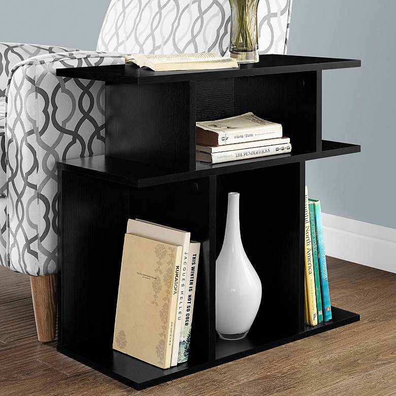 Image 1 Cubic 23 3/4 inch Wide Black 3-Tier Modern Accent Table