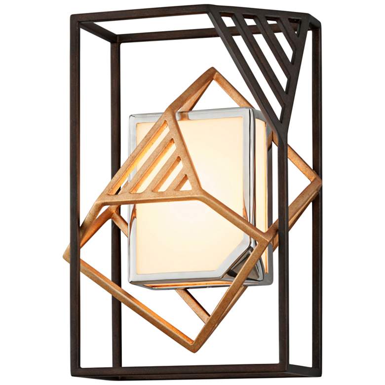 Image 1 Cubist 13 1/2" High Bronze and Gold Leaf LED Wall Sconce