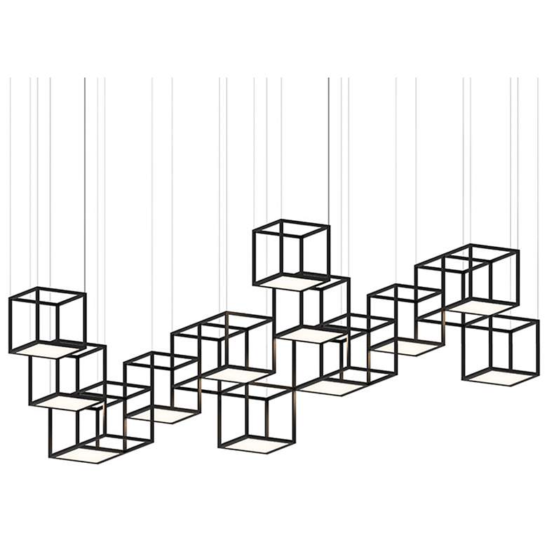 Image 1 Cubix 120.5" Wide 12.Light Satin Black LED Pendant