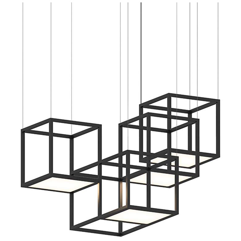 Image 1 Cubix 48.5" Wide 4.Light Satin Black LED Pendant