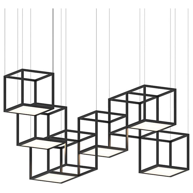 Image 1 Cubix 72.5" Wide 6.Light Satin Black LED Pendant