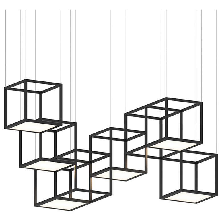 Image 1 Cubix 72.5 inch Wide 6.Light Satin Black LED Pendant