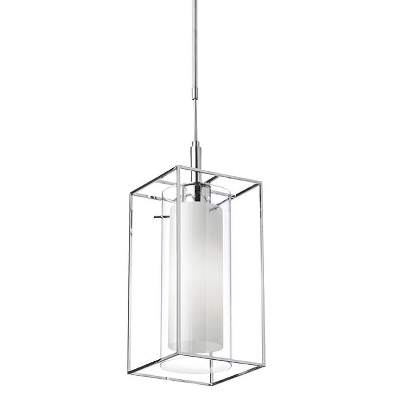 Image 1 Cubo 6.5" Wide Rectangular Frame Polished Chrome Pendant