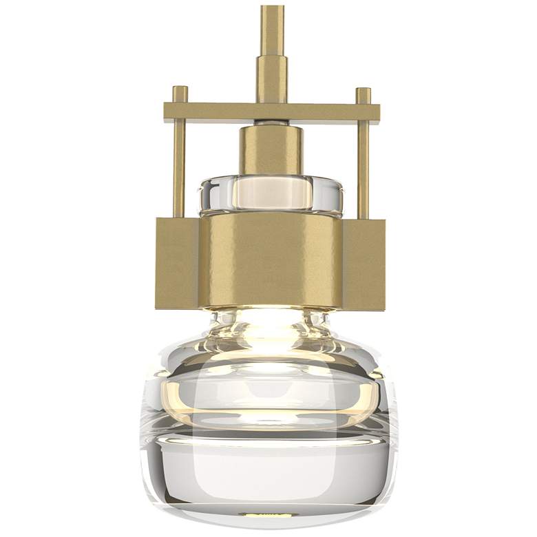 Image 1 Cuff 4" Wide Small Modern Brass Mini-Pendant With Clear Glass Shade