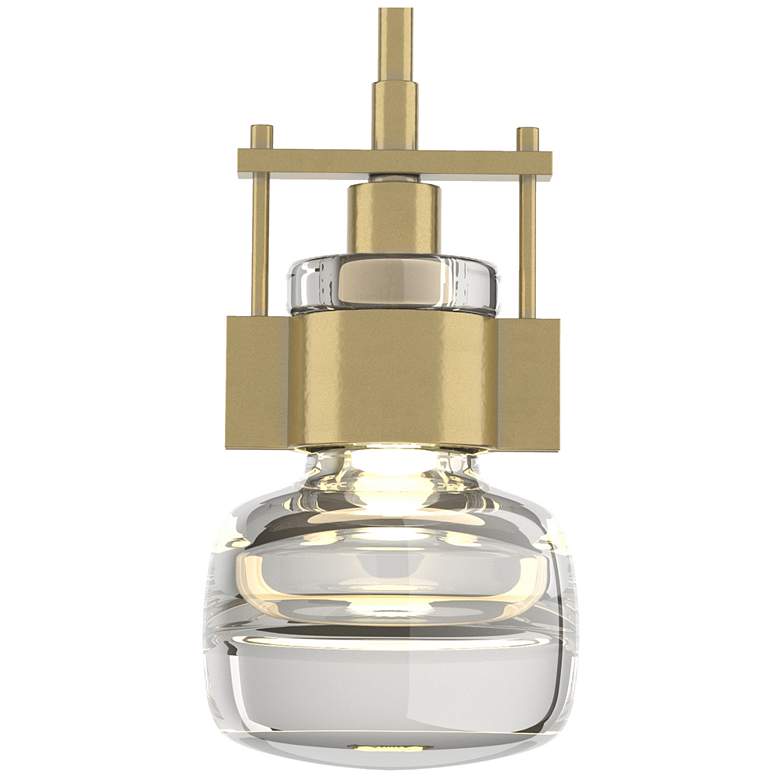 Image 1 Cuff 5.4" Wide Modern Brass Mini-Pendant With Clear Glass Shade