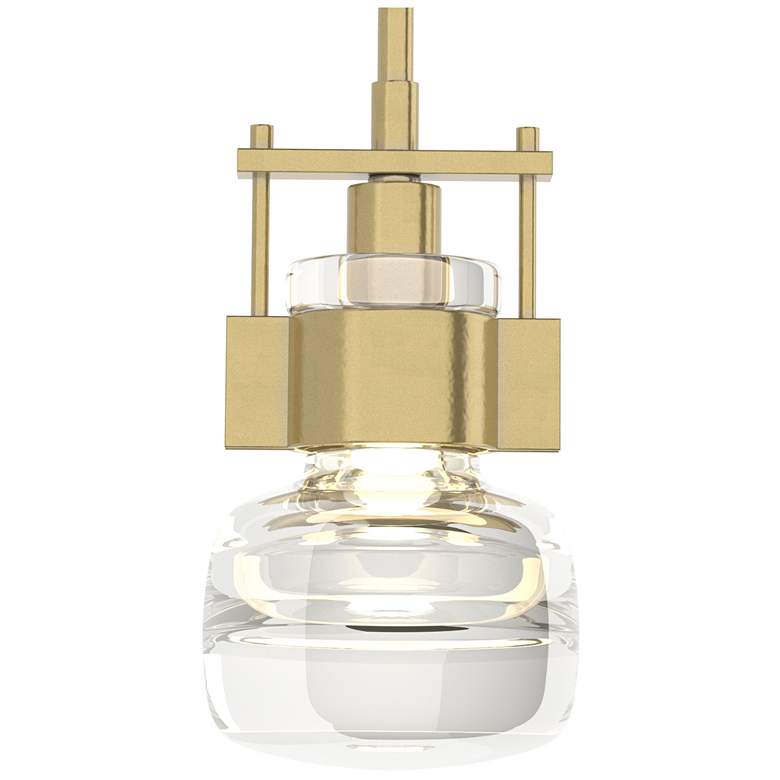 Image 1 Cuff 7.5" Wide Large Modern Brass Mini-Pendant With Clear Glass Shade