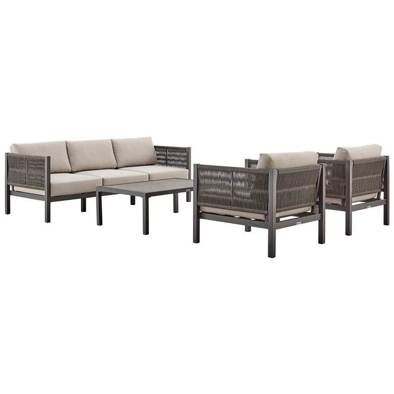 Image 1 Cuffay 4 Piece Outdoor Furniture Set in Brown Aluminum and Rope