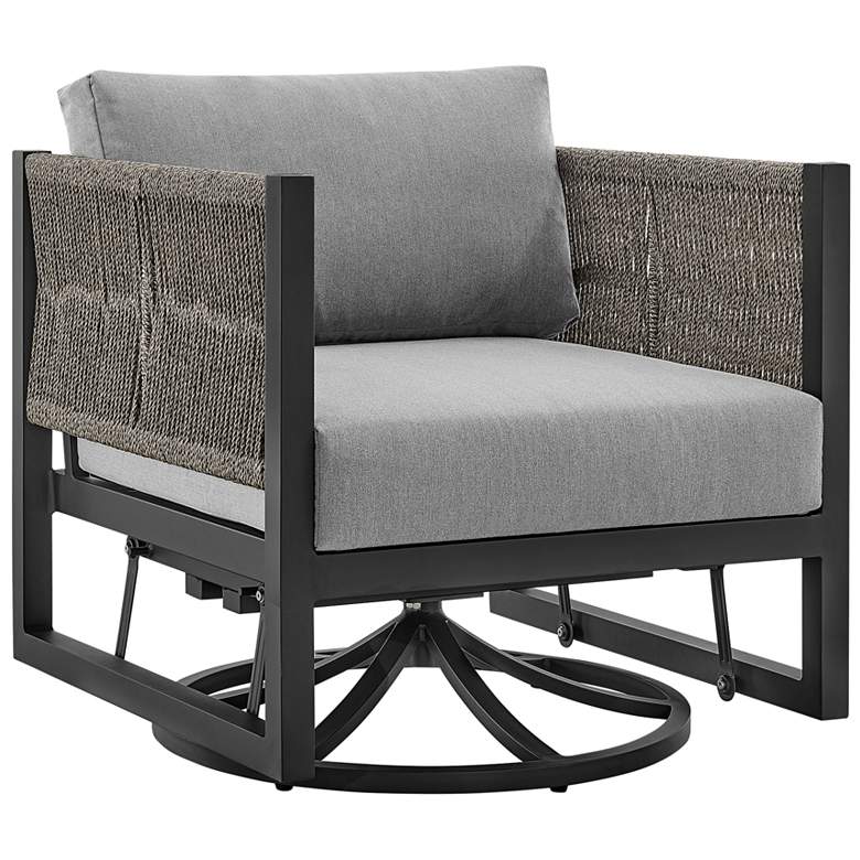 Image 1 Cuffay Outdoor Patio Swivel Glider Lounge Chair in Black Aluminum