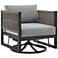 Cuffay Outdoor Patio Swivel Glider Lounge Chair in Black Aluminum