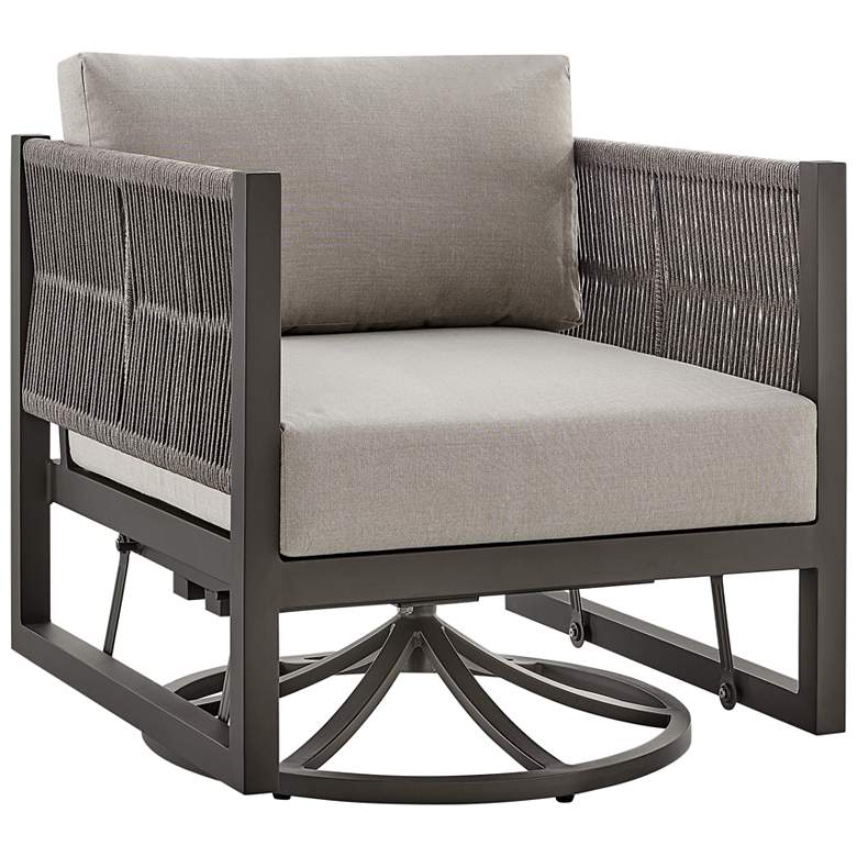 Image 1 Cuffay Outdoor Patio Swivel Glider Lounge Chair in Dark Brown Aluminum