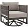 Cuffay Outdoor Patio Swivel Glider Lounge Chair in Dark Brown Aluminum