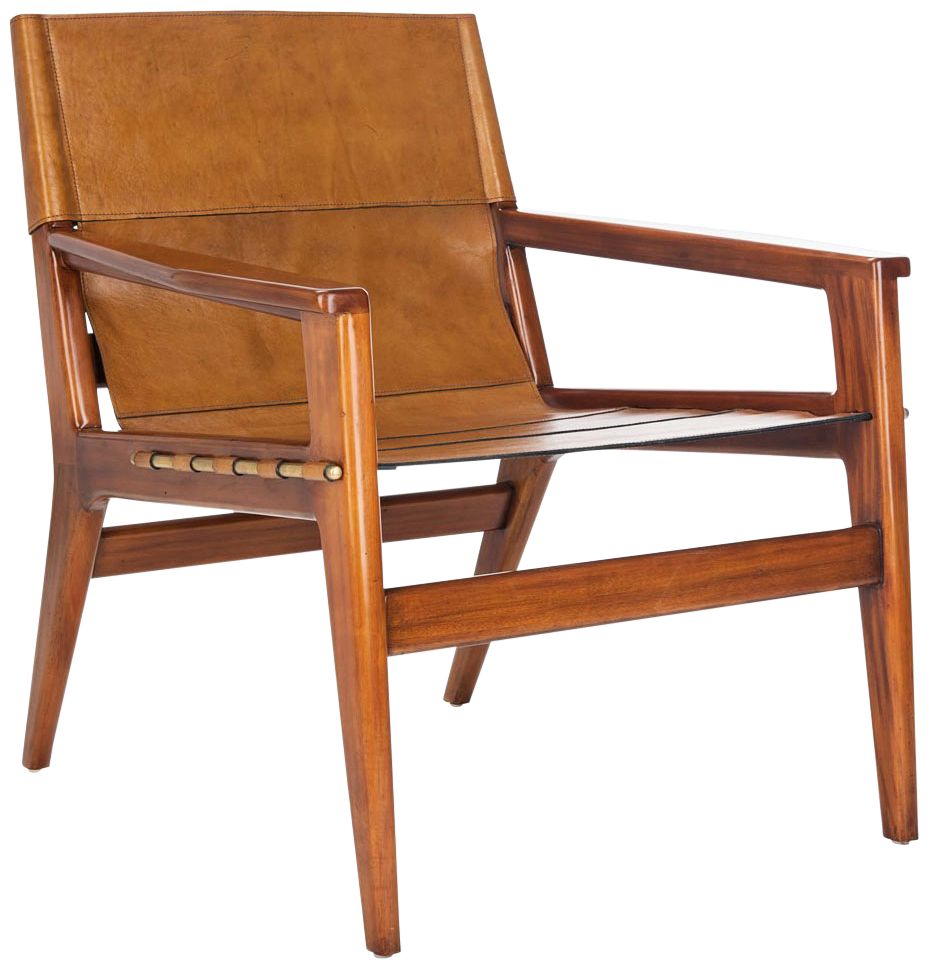 Culkin Brown and Light Brown Leather Sling Chair