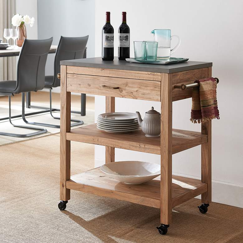 Image 1 Culmore 36" Wide Brown Rolling Kitchen Island Cart