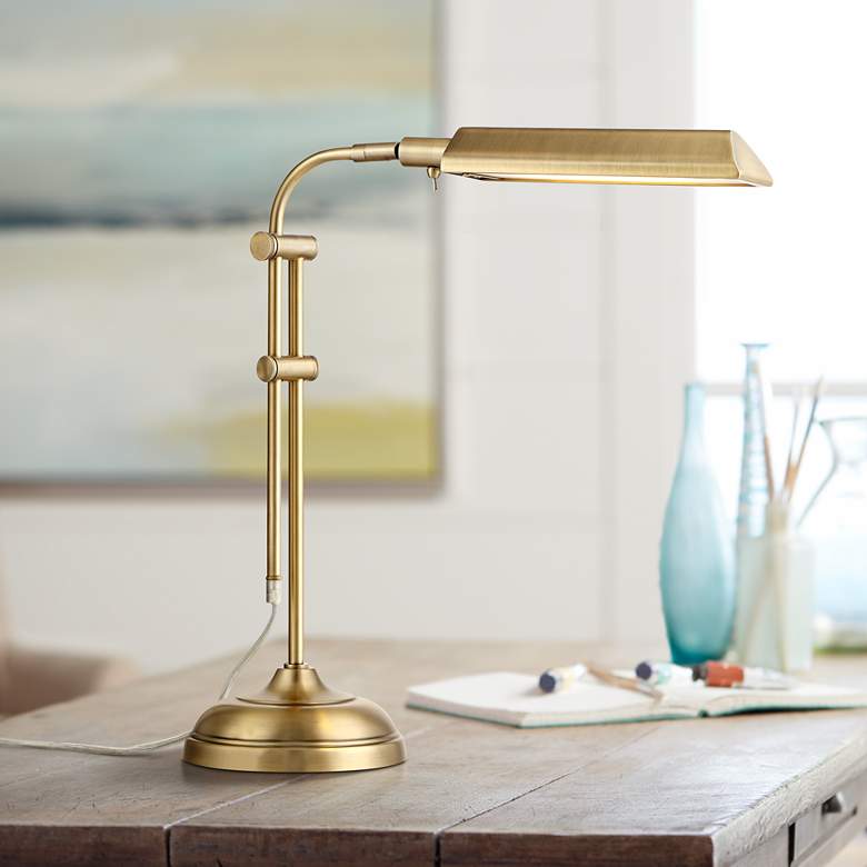 Image 1 Culver LED Pharmacy Style Desk Lamp Satin Brass