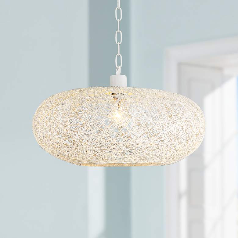 Image 1 Cumulus 18 inch Wide White Paper String Shade Swag Pendant Light
